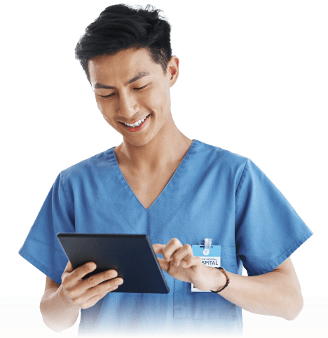 Un docteur durant une consultation sur l'application de Dialogue
