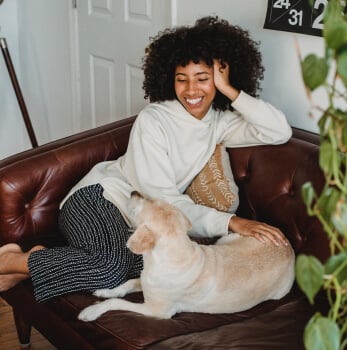 happy women with her dog