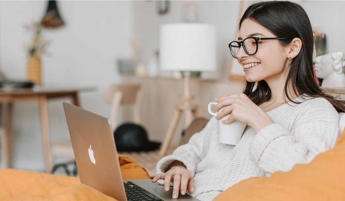 Woman in a video consultation 